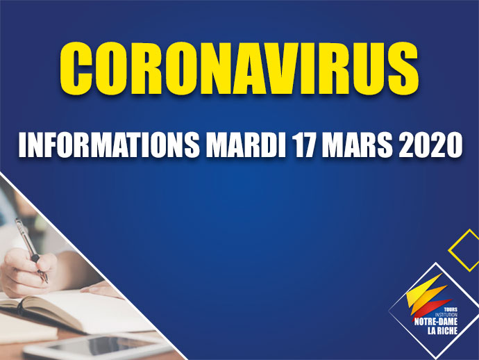 Cornavirus informations mardi 17 mars 2020